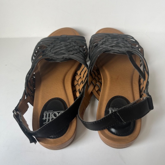 Sofft Woven Black Leather Cushioned Comfy Gladiator Casual Sandals Flats 8.5 - Picture 6 of 8